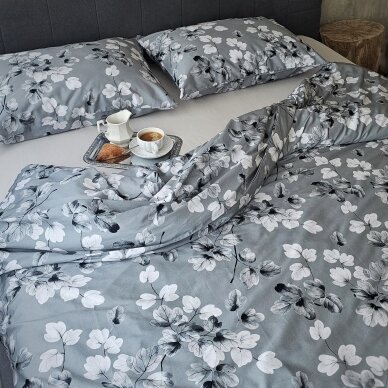 Gėlėtas MAKO Satino antklodės užvalkalas DREAM GREY