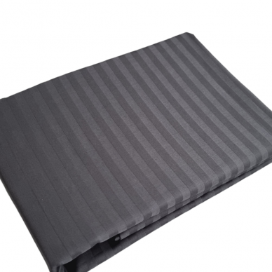 Striped satin fitted sheet IRON GREY