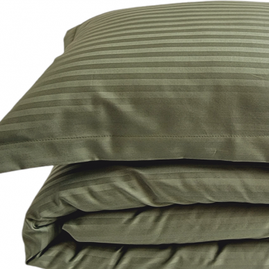 Striped satin bedding set MOSS GREEN