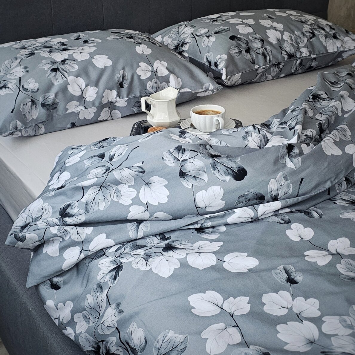 MAKO satino patalynės komplektas DREAM GREY 1 MAKO satino patalynės komplektas DREAM GREY 1