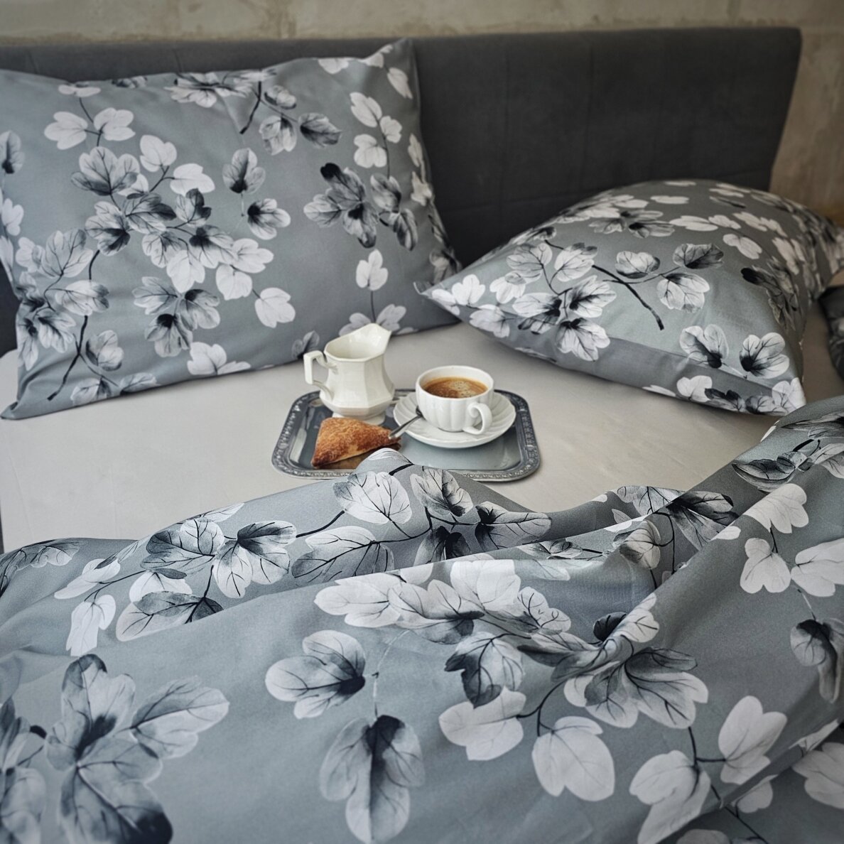 MAKO satino patalynės komplektas DREAM GREY 3 MAKO satino patalynės komplektas DREAM GREY 3