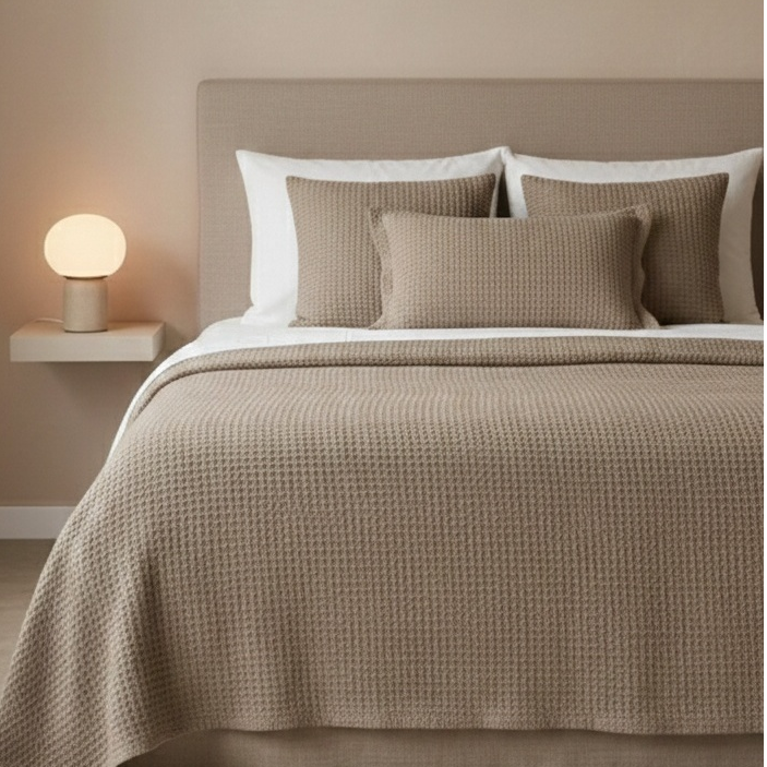 Baumwoll-Tagesdecke SICILIA TAUPE 1 Baumwoll-Tagesdecke SICILIA TAUPE 1