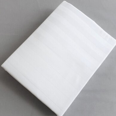 Striped satin fitted sheet WHITE 2 cm 1