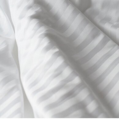 Striped satin fitted sheet WHITE 2 cm