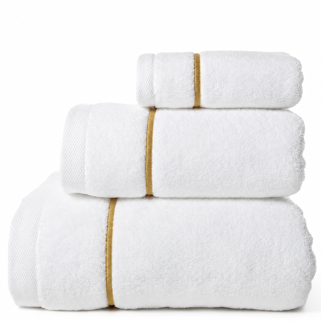 ZERO TWIST 3-teiliges Handtuchset POSIDON white/gold ZERO TWIST 3-teiliges Handtuchset POSIDON white/gold