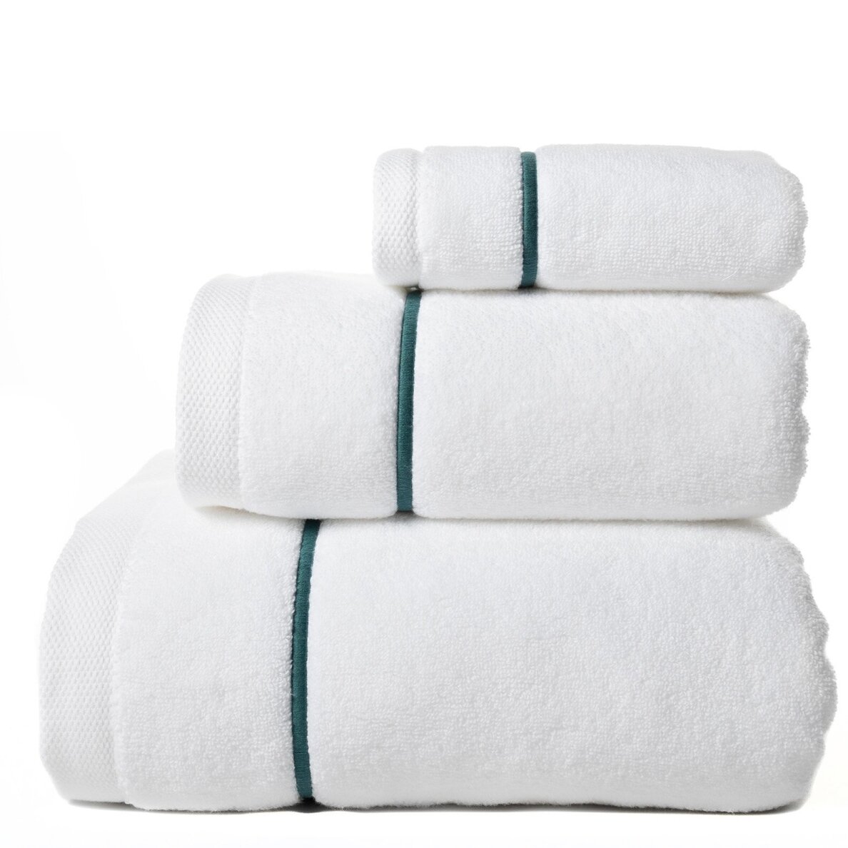 ZERO TWIST 3-teiliges Handtuchset POSIDON white/petrol