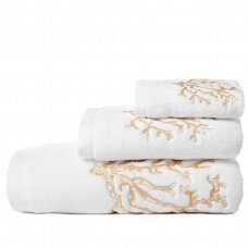 ZERO TWIST cotton towels set CORAL white/sand
