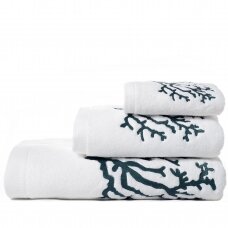 ZERO TWIST cotton towels set CORAL white/green