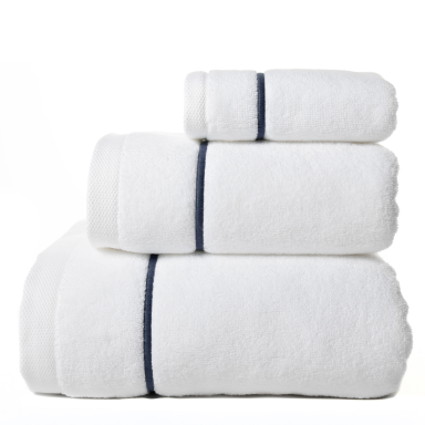 ZERO TWIST cotton towels set POSIDON white/navy ZERO TWIST cotton towels set POSIDON white/navy